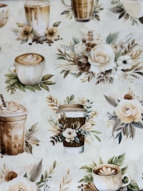Coffee and Cream Roses fabric