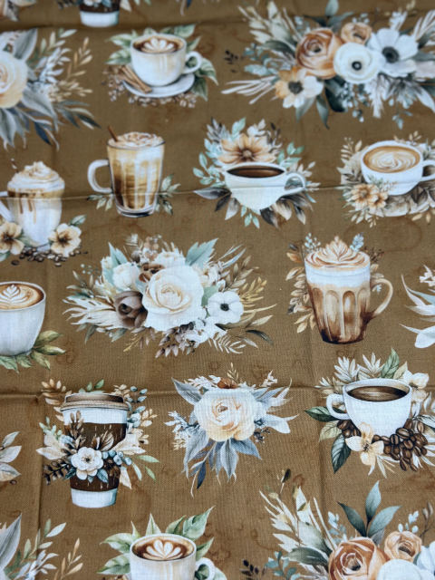 Coffee and Roses, Gold fabric