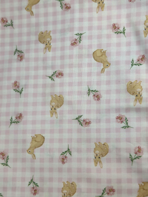 Bunnies on Pink Gingham fabric