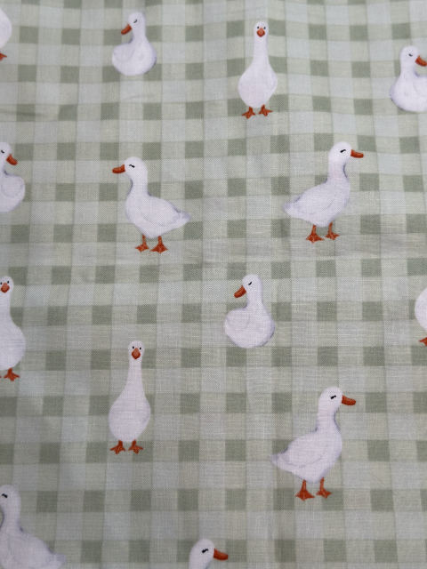 Geese on Sage Gingham fabric